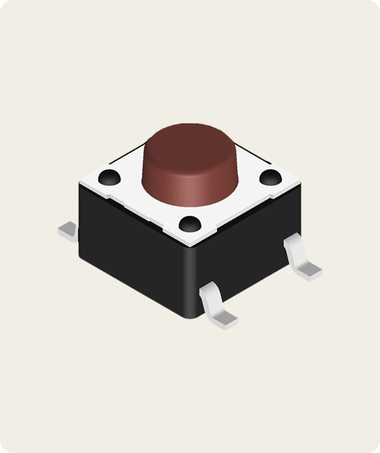 Schräge Seitenansicht eines DIP-Schalters. Elektromechanisches Bauteil